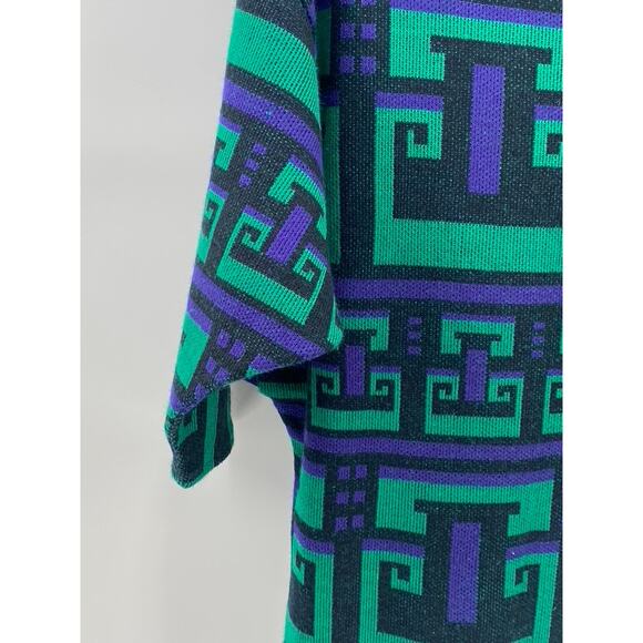 UNBRANDED Women’s Blue-Green Geo Print Long Sleeve Knit Midi Sweater Dress SZ L - Picture 5 of 8